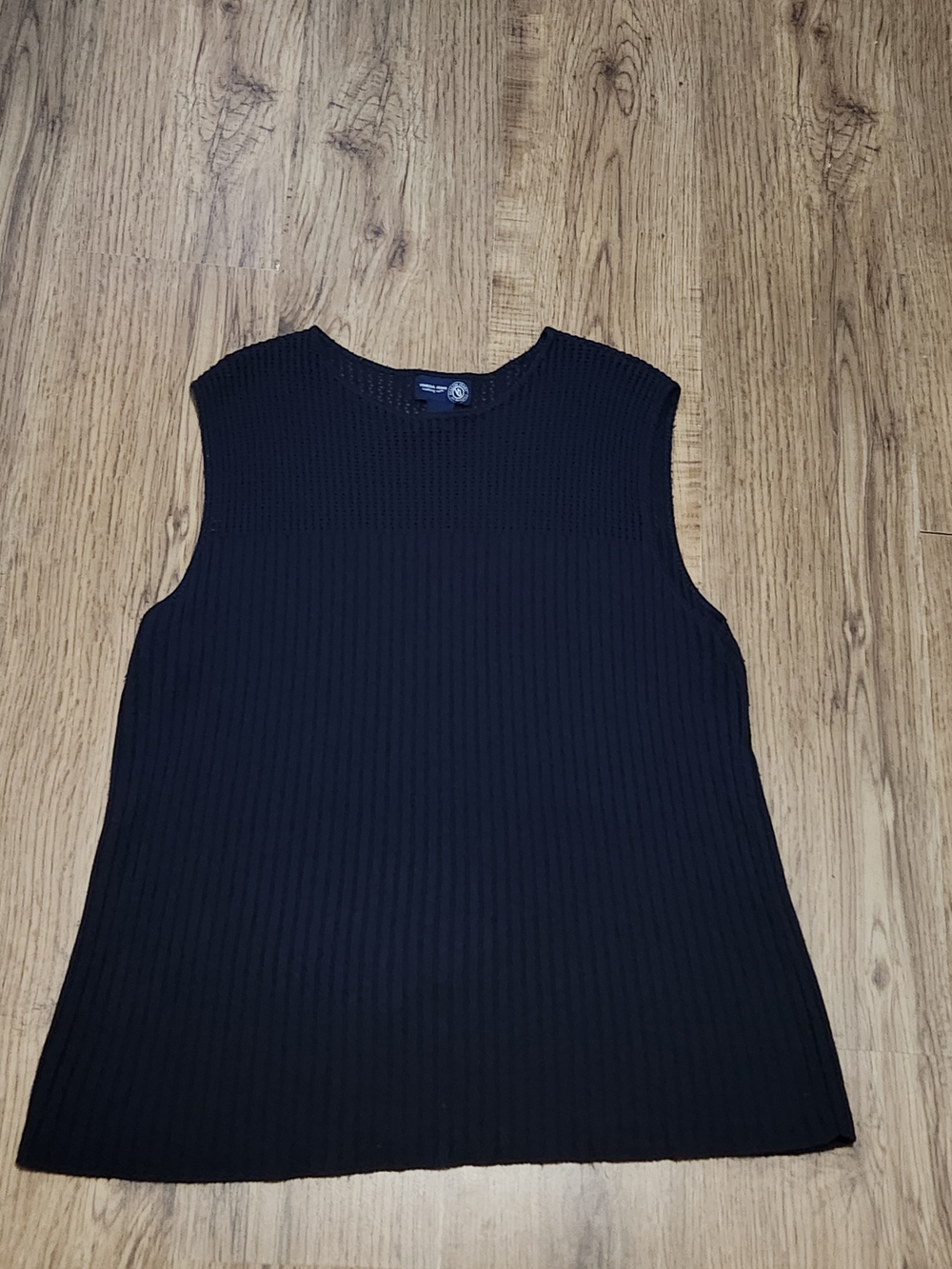 Venezia Black Sleeveless Ribbed Knit Top